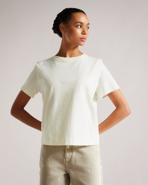BLAIYR-Tops-V Neck Tee With Beaded Magnolia- Ted Baker Romania